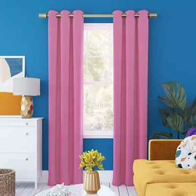 Sun Zero Harper Grommet Top Energy Saving 100% Blackout Single Curtain Panel In Pink