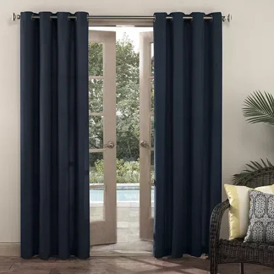 Sun Zero Sailor Grommet Top Energy Saving Light-filtering Single Curtain Panel In Blue