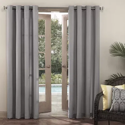 Sun Zero Sailor Grommet Top Energy Saving Light-filtering Single Curtain Panel In Black