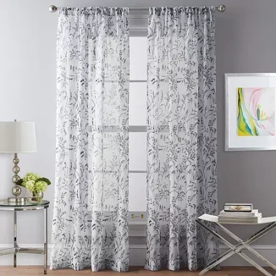 Chf Santa Barbara Rod Pocket Sheer Single Curtain Panel In Gray