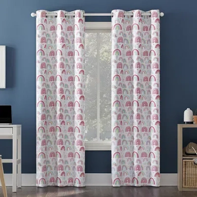Sun Zero Rainbows Grommet Top Energy Saving 100% Blackout Single Curtain Panel In Multi