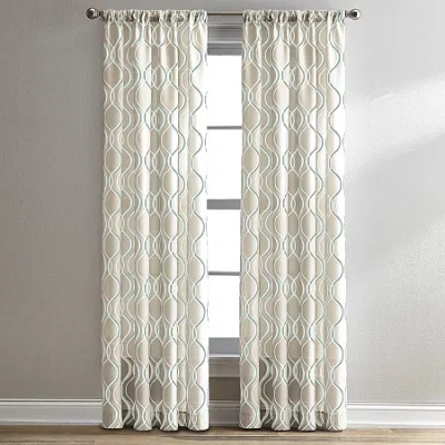 Chf Morocco Rod Pocket Light-filtering Single Curtain Panel In Blue