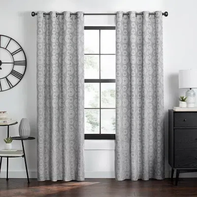 Achim Constellation Grommet Top Light-filtering Single Curtain Panel In Gray