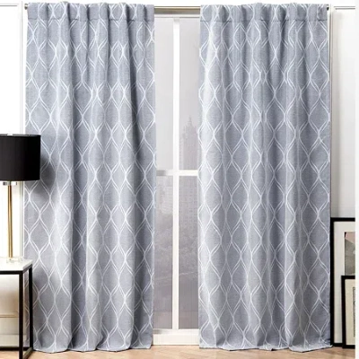 Nicole Miller Circuit Back Tab Light-filtering Set Of 2 Curtain Panel In Blue