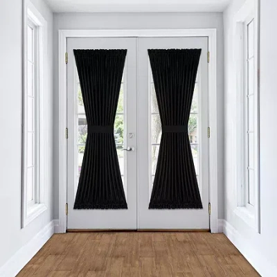 Achim Darcy Light-filtering Rod Pocket Door Panel Curtain In Black