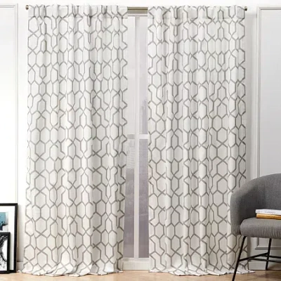 Nicole Miller Hexa Back Tab Light-filtering Set Of 2 Curtain Panel In Sand