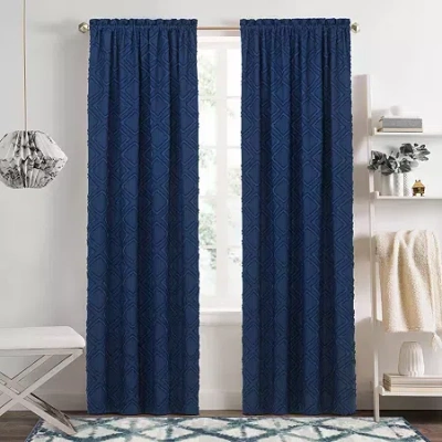 Achim Blake Rod Pocket Light-filtering Single Curtain Panel In Blue
