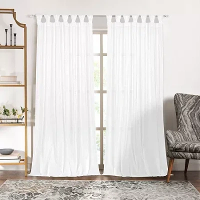Achim Peri Tulip Tab Top Light-filtering Single Curtain Panel In White