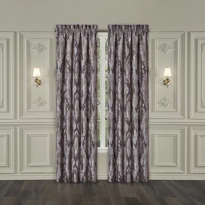 Five Queens Court Dominique Rod Pocket Energy Saving Light-filtering Set Of 2 Curtain Panel In Purple