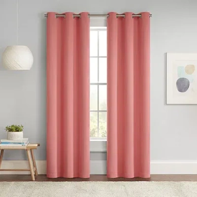 Eclipse Darrell Grommet Top Energy Saving Blackout Single Curtain Panel In Orange