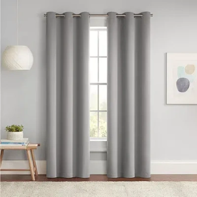 Eclipse Darrell Grommet Top Energy Saving Blackout Single Curtain Panel In Gray