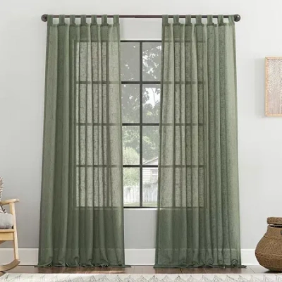 Archaeo Tansy Tab Top Light-filtering Single Curtain Panel In Green