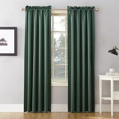 Sun Zero Emory Rod Pocket Energy Saving Light-filtering Single Curtain Panel In Green