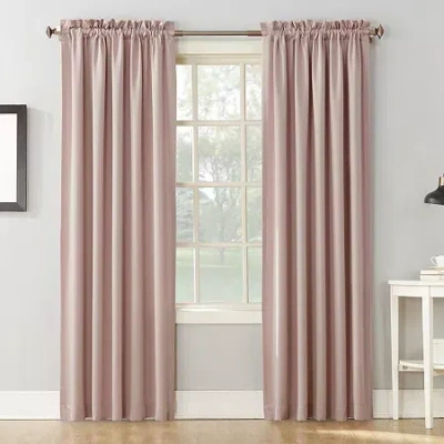 Sun Zero Emory Rod Pocket Energy Saving Light-filtering Single Curtain Panel In Pink
