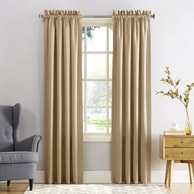 Sun Zero Emory Rod Pocket Energy Saving Light-filtering Single Curtain Panel In Sand
