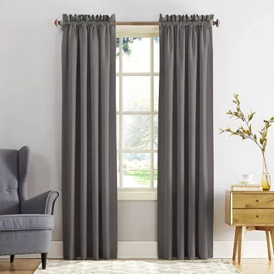 Sun Zero Emory Rod Pocket Energy Saving Light-filtering Single Curtain Panel In Gray