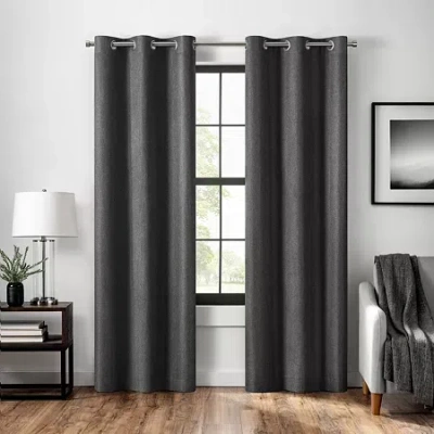 Eclipse Welwick Magnitech Grommet Top 100% Blackout Single Curtain Panel In Black