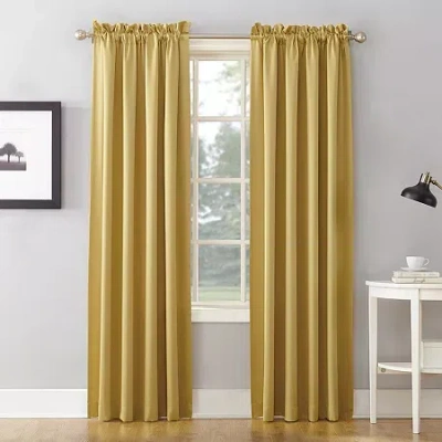 Sun Zero Emory Rod Pocket Energy Saving Light-filtering Single Curtain Panel In Yellow