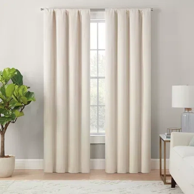 Eclipse Cannes Magnitech Rod Pocket 100% Blackout Single Curtain Panel In White