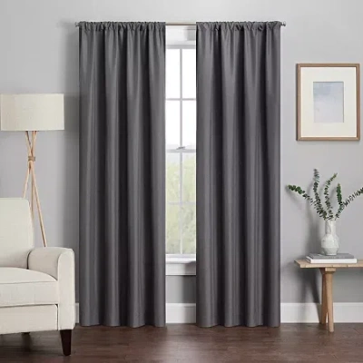 Eclipse Kendall Rod Pocket Blackout Single Curtain Panel In Black
