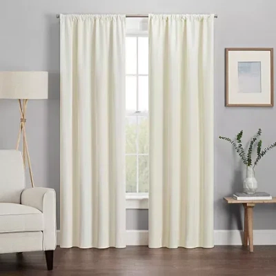 Eclipse Kendall Rod Pocket Blackout Single Curtain Panel In White