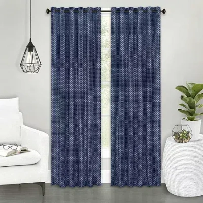 Achim Bedford Tab Top Light-filtering Single Curtain Panel In Blue