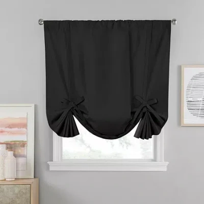 Eclipse Kendall Blackout Rod Pocket Single Tie-up Shade In Black