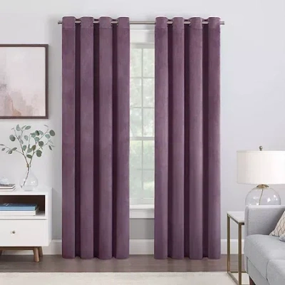 Eclipse Allira Grommet Top Light-filtering Set Of 2 Curtain Panel In Purple