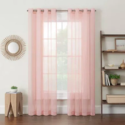 Eclipse Calia Grommet Top Sheer Set Of 2 Curtain Panel In Pink