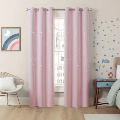 Eclipse Shooting Star Grommet Top Light-filtering Set Of 2 Curtain Panel In Pink