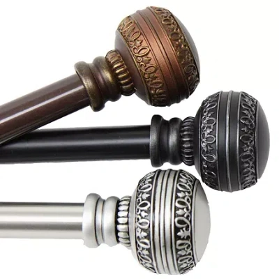 Rod Desyne Ornament 13/16" Adjustable Curtain Rod In Black