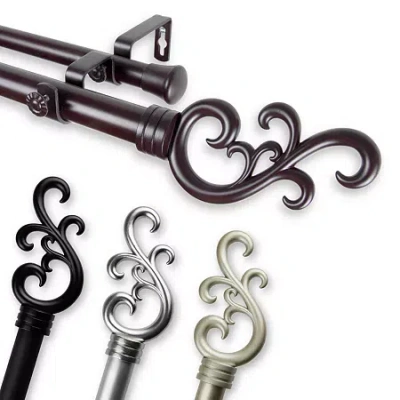 Rod Desyne Madeline 1" Adjustable Double Curtain Rod In Black