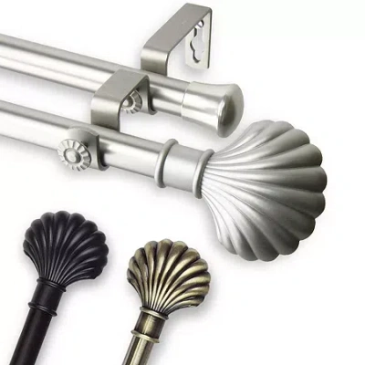 Rod Desyne Scallop Double Curtain Rod In Black