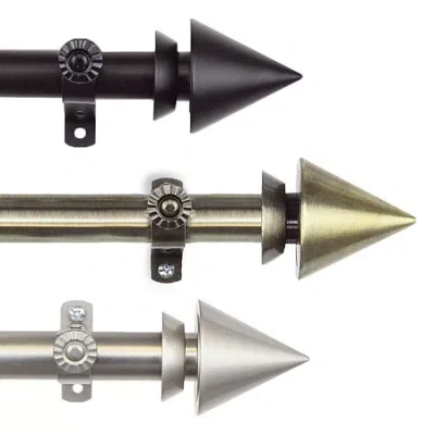 Rod Desyne Cone 13/16 In Adjustable Curtain Rod In Black