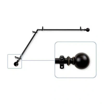 Rod Desyne Jordana Corner 13/16 In Adjustable Curtain Rod In Black