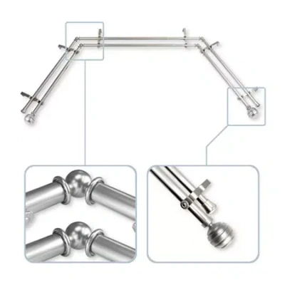 Rod Desyne Poise Double Bay Window Rod In Silver