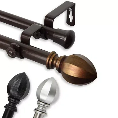 Rod Desyne Garnet 13/16" Adjustable Double Curtain Rod In Brown