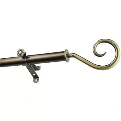 Rod Desyne 13/16" Adjustable Curtain Rod With Curl Finials In Brown