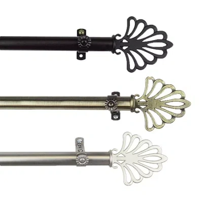 Rod Desyne 13/16" Adjustable Curtain Rod With Fan Finials In Brown