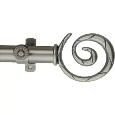 Rod Desyne 13/16" Adjustable Curtain Rod With Spiral Finials In Gray