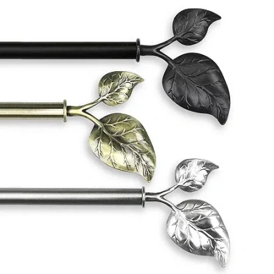 Rod Desyne 13/16" Adjustable Curtain Rod With Ivy Finials In White