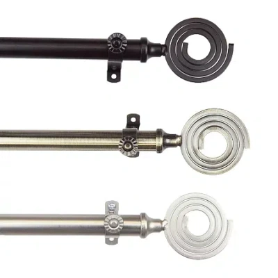 Rod Desyne 13/16" Adjustable Curtain Rod With Coil Finials In Black