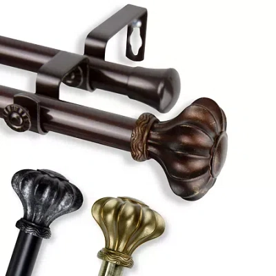 Rod Desyne Flair 13/16" Adjustable Double Curtain Rod In Black