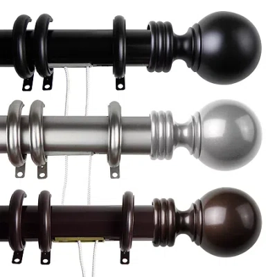 Rod Desyne Sphere Traverse Adjustable Curtain Rod In Brown