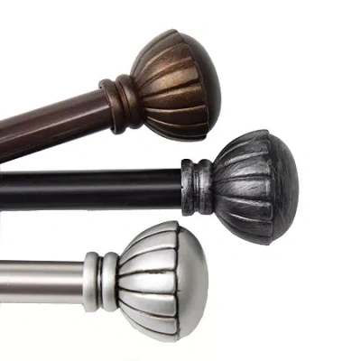 Rod Desyne Magnolia 13/16" Adjustable Curtain Rod In Black