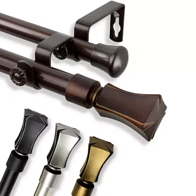 Rod Desyne Fort 13/16" Adjustable Double Curtain Rod In Brown