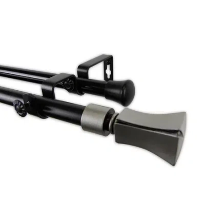 Rod Desyne Fort 13/16" Adjustable Double Curtain Rod In Black
