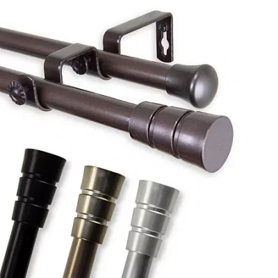 Rod Desyne Rio 13/16" Adjustable Double Curtain Rod In Silver