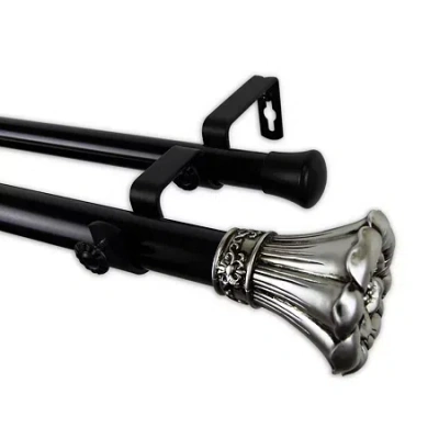 Rod Desyne Blossom 1" Adjustable Double Curtain Rod In Black