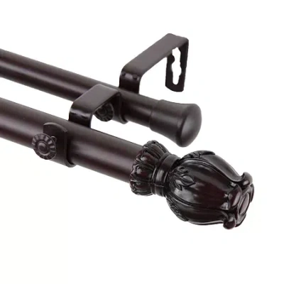 Rod Desyne Regent 1" Adjustable Double Curtain Rod In Brown